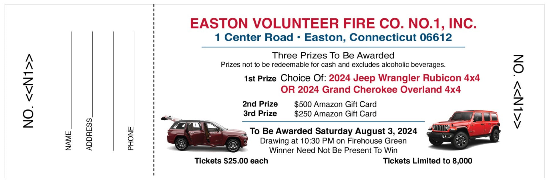 2024 Annual Vehicle Raffle – Easton Volunteer Fire Company #1